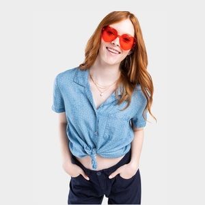 Freddie Crop Heart Button Down Top
